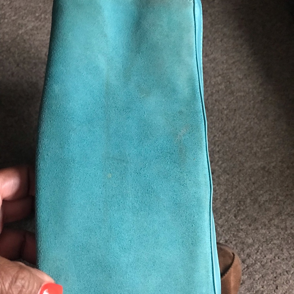 Gap medium Teal suede & patent Tote Bag - Picture 4 of 9